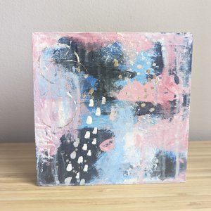 Original Abstract Square Acrylic and Mixed Media Painting